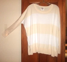PLANET by LAUREN G striped  Pima lightweight sweater top. One Size Fits Most.