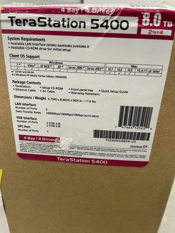 Buffalo TeraStation WS5400 4-Bay NAS Server W/4-Caddies 12 Tb - Image 2 of 4