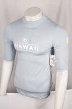 Rip Curl Men's Rash Guard Hawaii Short Sleeve Performance Fit Yucca Blue UPF 50 