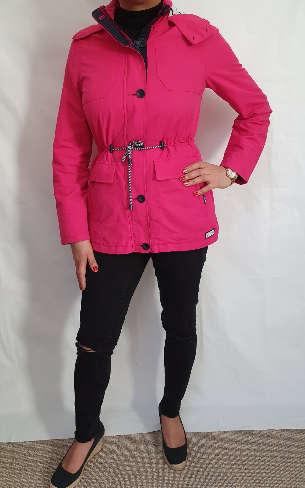 MAINE NEW ENGLAND SHOWER RESISTANT PINK LIGHT WIGHT ZIP HOODED JACKET SIZE 10 eBay