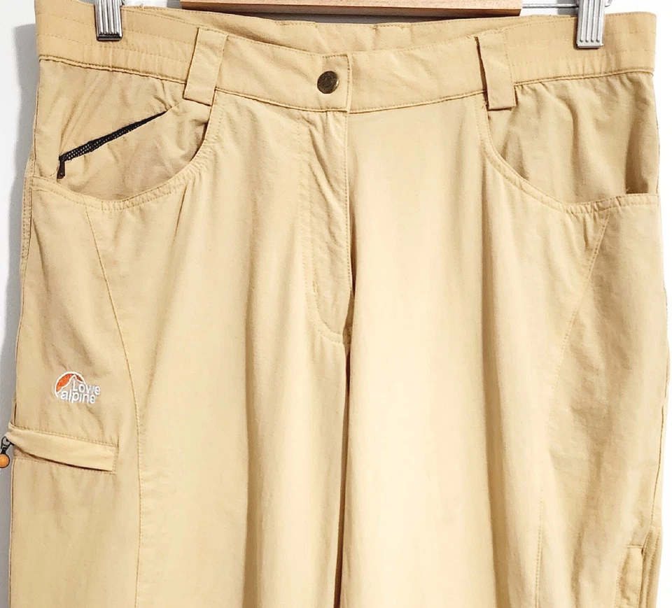 Lowe Alpine Long Trek Pants Women Sz 14 Cream Straight Button Zip Pockets Nylon - Image 2 of 4