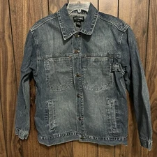 Steve & Barry's Blue Denim Long-Sleeve Streetwear With Pockets Jean Jacket Sz M