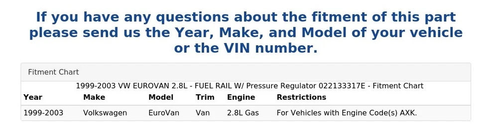 1999-2003 VW EUROVAN 2.8L - FUEL RAIL W/ Pressure Regulator 022133317E - Image 4 of 4