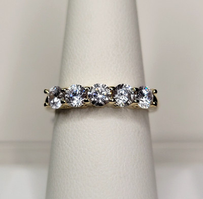 NEW JTV Bella Luce White Diamond Simulant Eterno Gold STERLING Silver Ring sz-8