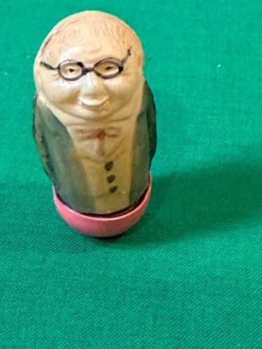 1930's Celluloid Roly Poly Man with Glasses Toy Figure