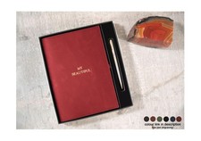 Amalfi A5 Italian Leather Refill Journal Set Red Free Initial & Engraved Pen