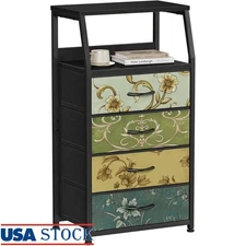 Multi-Functional Nightstand Storage W/ Double Layer Shelf Easy Assembly New