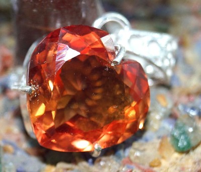 Gravitygems 925 Silber Anhänger Herz Orange Saphir Natur Charm Gift