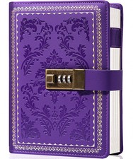 Lock Diary Vintage Journal with for Women Leather Large, Purple