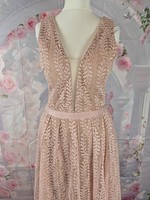 Lucy Wang Lace Maxi Dress Blush Pink V Neck Wedding Bridesmaid Formal Size S