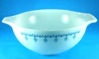 Vintage PYREX  Snowflake Garland 443 Cinderella Bowl White / Blue