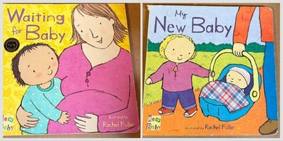 Lot/2 Baby Board Books: Waiting for Baby + My New Baby by Rachel Fuller