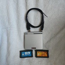 Nintendo Game Boy Advance SP Silver Console (AGS-001) 2 x Games & Charger 