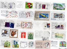 20 Abschnitte m. Post-Werbestempeln, Maschinenstempel m. Werbefahne (A2)