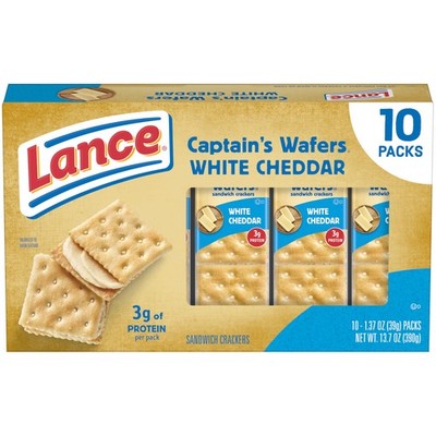 Lance Sandwich Crackers, Captain's Wafers White 1.37 Ounce (Pack of 10)