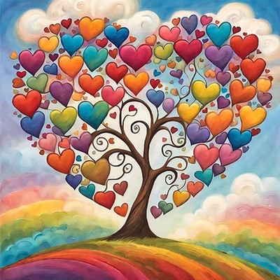 Heart Tree Diamond Art Kit 13.78 Inch Love Theme 5D DIY Wall Decor