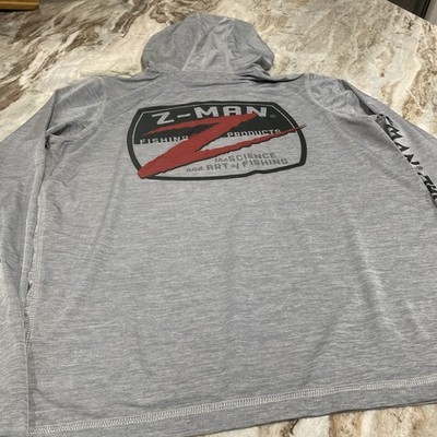 Z-Man Fishing Products Hoody Shirt Men's Sz S Small Gray TShirt UPF Fishing