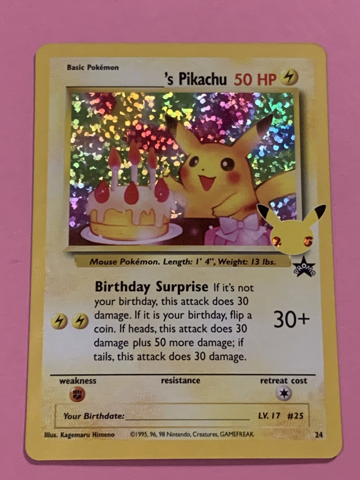 Birthday Pikachu Holo 24 Celebrations Classic Collection Pokémon 2021 NM