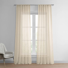 SHCH-SS071611-120 Solid Linen Sheer Curtain 1 Panel , 50 X 120, Cotton Seed