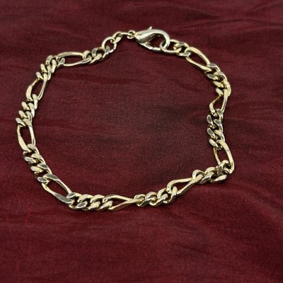 14K Vintage Gold Filled Figaro Gliederkette Unisex Armband Karabinerverschluss 7,5''