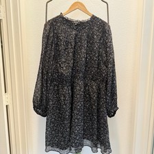 Madewell XXL 2XL Floral Button Front Mini Dress in Dotted Vines Long Sleeve