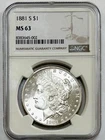 BEAUTIFUL BLAST WHITE 1881 S MORGAN SILVER DOLLAR NGC MS63 VERY PQ FREE SHIPPING