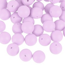 50Pcs 15mm Silicone Beads, Round Loose Rubber Bead for DIY Lilac