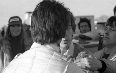 Ayrton Senna da Silva has a heated conversation with race winner E- Old Photo 2