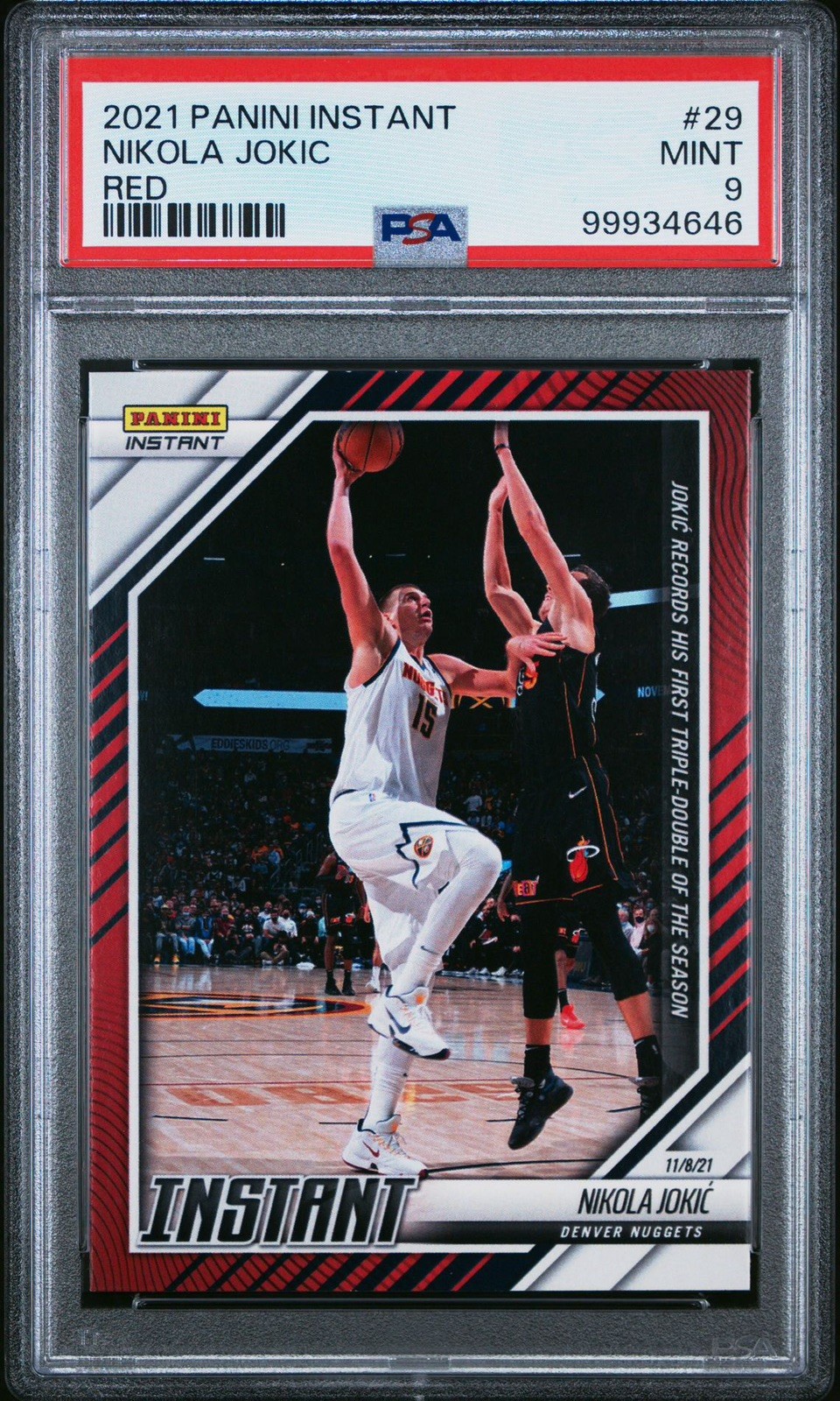 2021-22 Panini Instant - Nikola Jokić #29 Red /99 PSA 9 POP 3 MVP! view 1