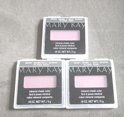 Mary Kay Mineral Cheek Color Berry Brown .18 oz / 5 g Blush Full Size - LOT OF 3