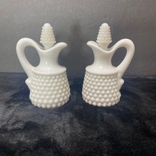 Vintage Westmoreland vetro latte punta diamante inglese olio/aceto cruet