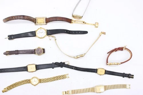 A x10 Vintage Ladies Seiko Gold Tone Quartz Wristwatches Not Tested