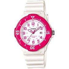 Casio Women's Watch Coral Rotating Bezel White Dial Resin Strap LRW-200H-4BV