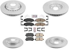 F&R Coated Rotor Brake Rotors & Ceramic Brake Pads For 2018-2020 Honda Odyssey