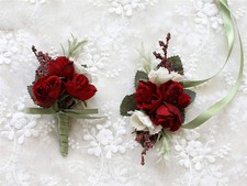 Rose Corsage and Boutonniere Set Artificial Rose Wedding Corsage Flowers Prom...