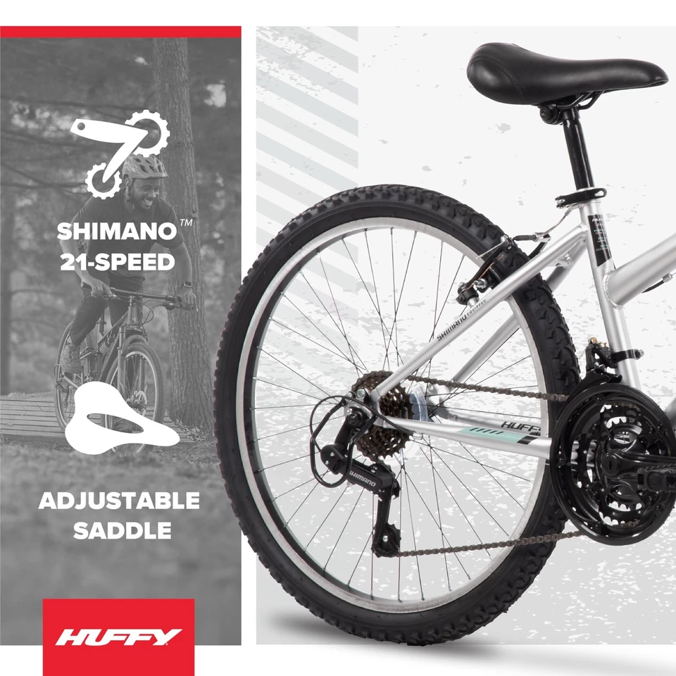 Bicicleta de montaña Stone Mountain para mujer de 24 pulgadas, cuadro metálico de níquel, 21 velocidades... Foto 3 de 4