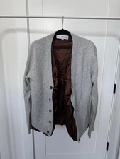 JW Anderson Satin Lines Wool Cardigan Light Grey Men’s Size Medium