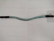 Blue/White 3 Row Clear Crystal Leather Browband For Bridle All Sizes Available.