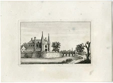 Antique Master Print-CHURCH-CASTLE-TOWERS-BRIDGE-ETCHING-Berthoud-1820