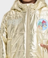 Disney Bluey Toddler Girls Zip up Winter Coat Puffer Jacket -Gold - 4T NWT