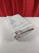 Vintage French Bed Linen Sheet Ladder Stitch & Flower Design 250cm X 190cm