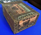 EARLY ANTIQUE RARE COVERED WAGON CIGAR WOODEN BOX SMOKING TOBACCO ADVERTISING — photo 8