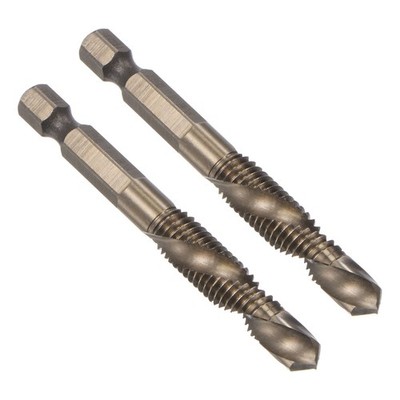 2pack M8 x 1.25 Titanium Coated High Speed Steel 6542 Combination Drill Tap Bit