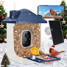 Smart Bird Feeder with Camera,AI Identify Species,Bird House Indigo Blue 