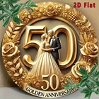Vintage 50th Golden Wedding Anniversary Tin Metal Signs Home Décor 8x8