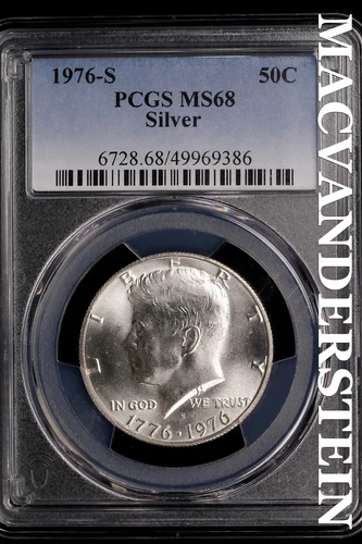 1976-S Silver Kennedy Half Dollar-PCGS MS 68 Ch Gem BU No Reserve #SLL497