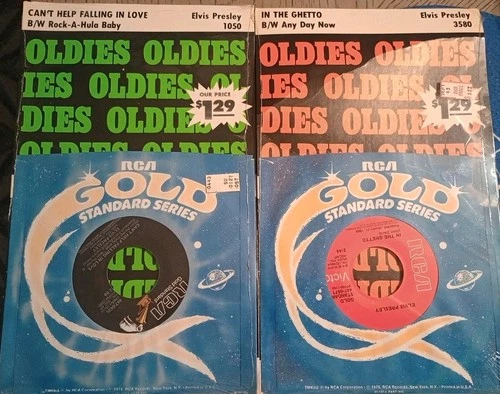 Elvis Presley SEALED MINT PAIR 45 Rpm / IN THE GHETTO/CANT HELP FALLING LOVE 7in