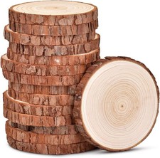 4.3-4.7 Inch Unfinished Natural with Tree Bark Wood Slices 15 PCS Natural round