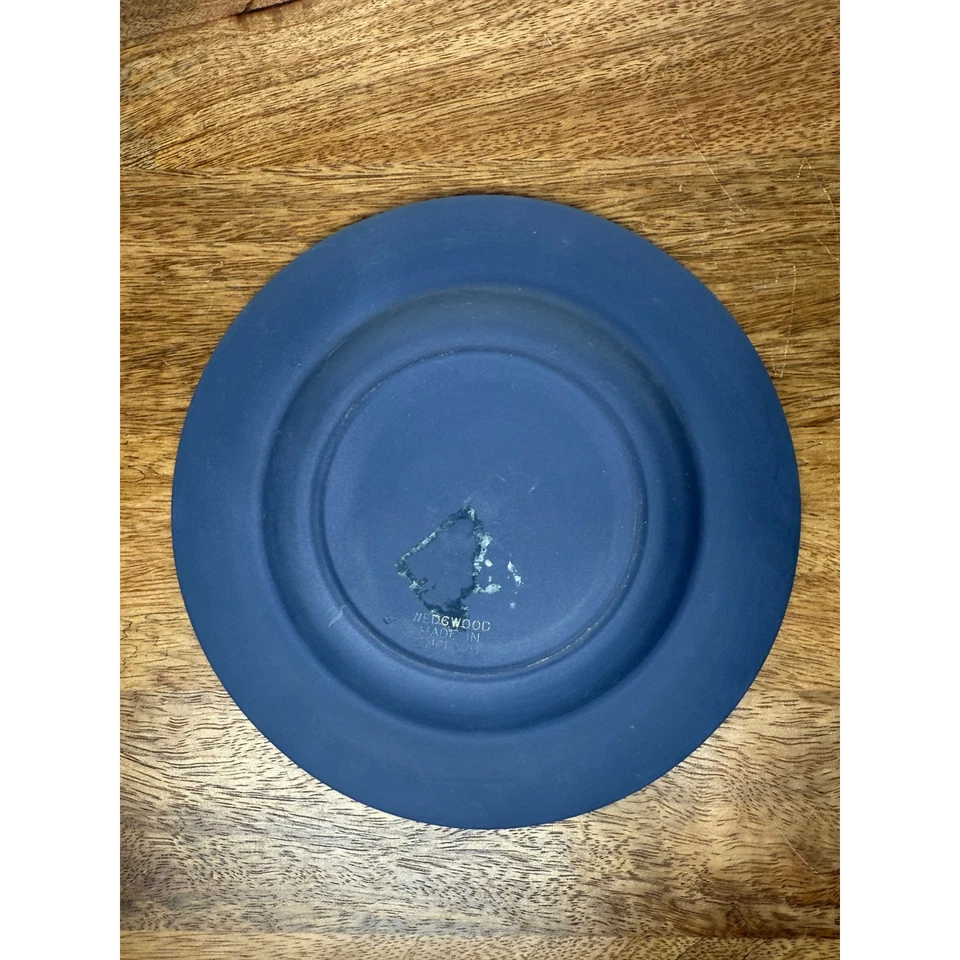 Plato de jaspe vintage azul oscuro de madera de cuña 7" caballo pegaso floral estriado Foto 2 de 2