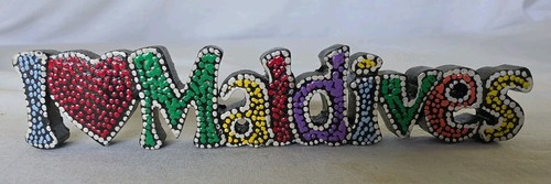 I Love Maldives Lettered Refrigerator Magnet Travel Tourist Souvenir Colorful